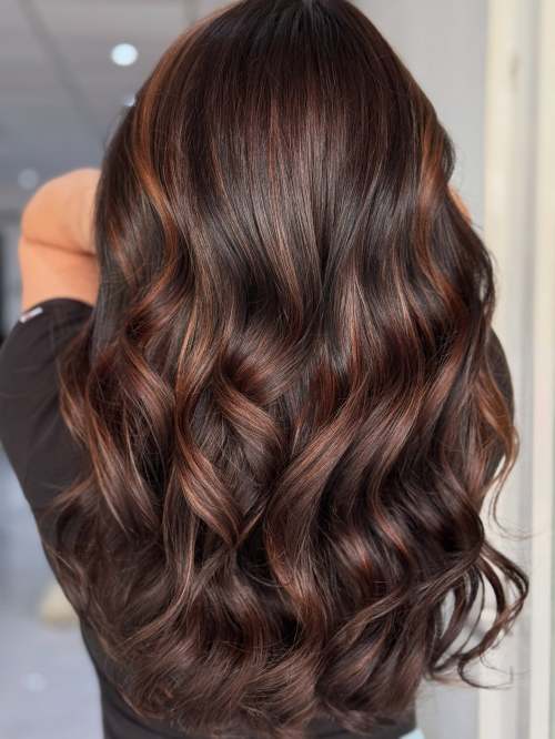 Cinnamon and Chocolate Balayage Curls