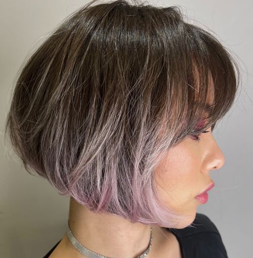 Short Brown Bob with Purple Haze