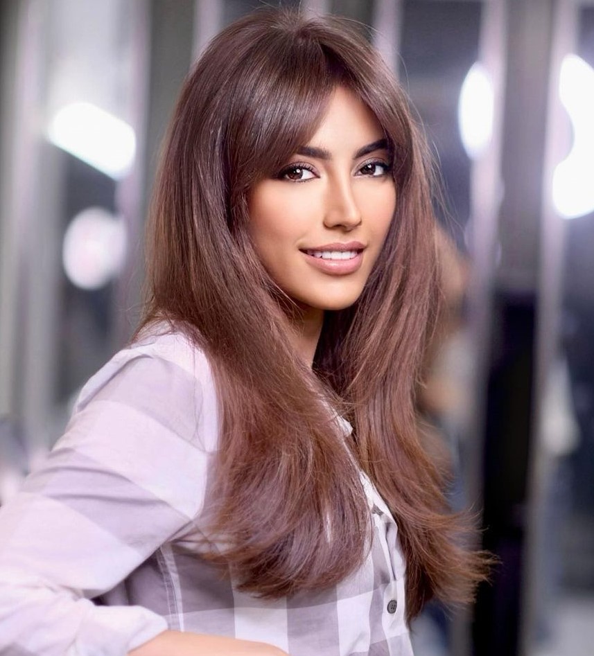 Straight Thick Hair with Curtain Bangs Long Straight Hair with Curtain Bangs