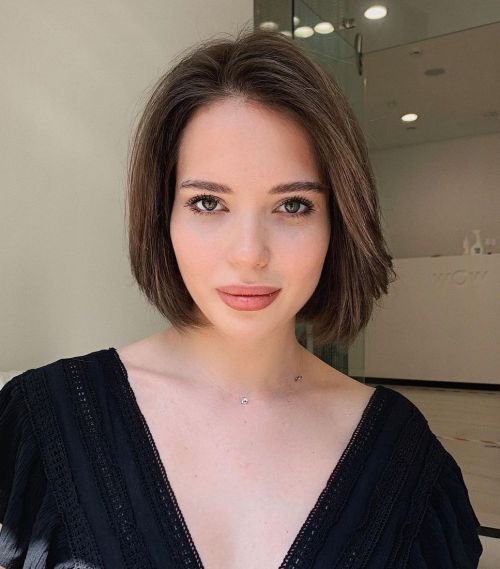 Middle Length Bob on Brown Hair