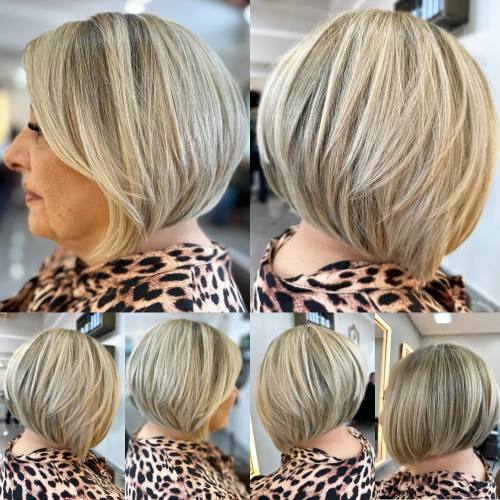 Stacked Blonde Balayage Bob to Look Younger
