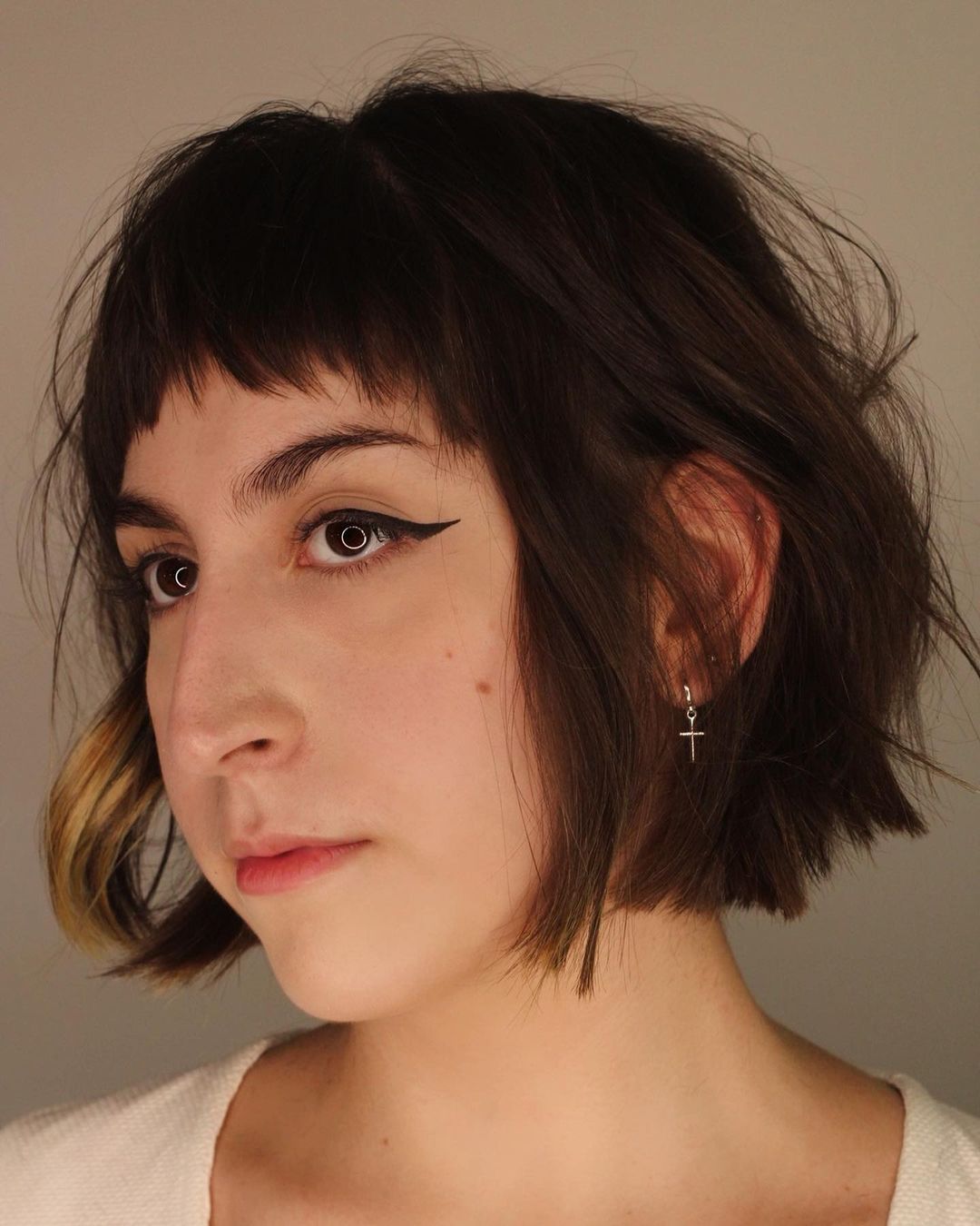 Jaw-Length Bob with Jaggy Bangs