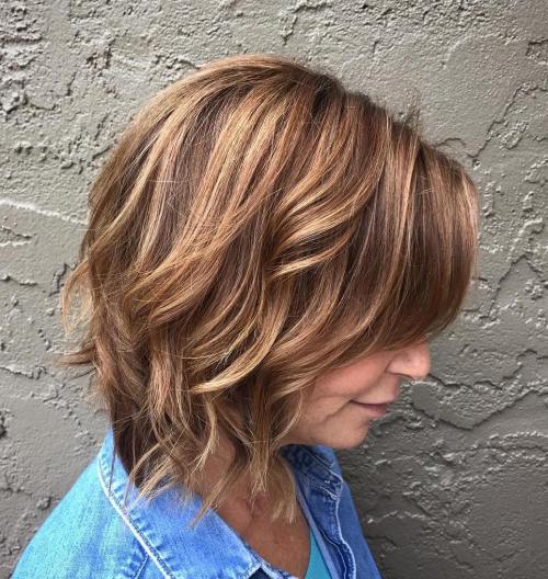 Wavy Brown And Caramel Bob