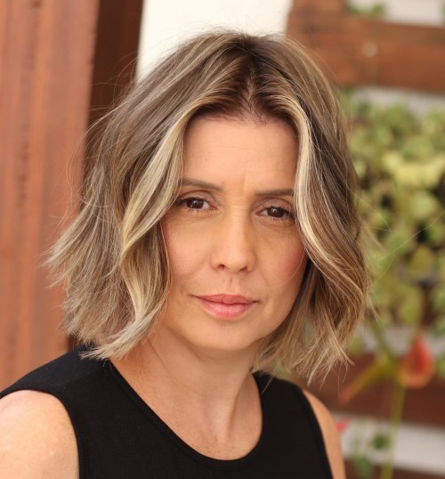 Tousled Center Parted Bob Hairstyle