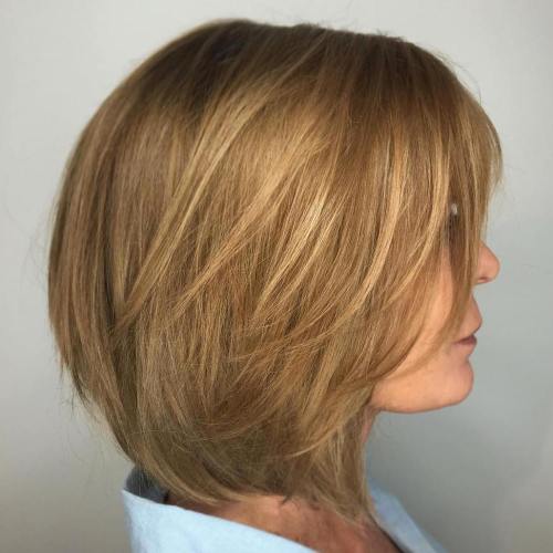 Golden Brown Layered Bob