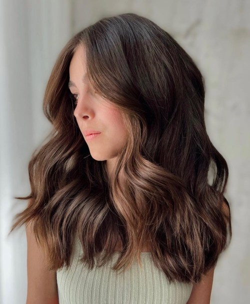 Soft Metallic Caramel Face Framing Balayage