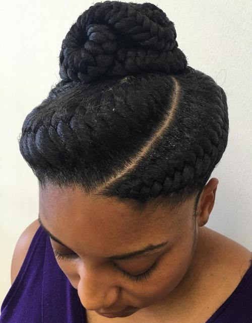 Bun Updo For Goddess Braids
