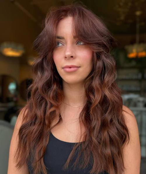 Midshaft to Ends Auburn Highlights for Chocolate Hair