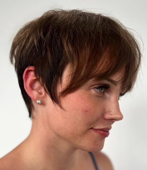 Soft Choppy Pixie with Bangs