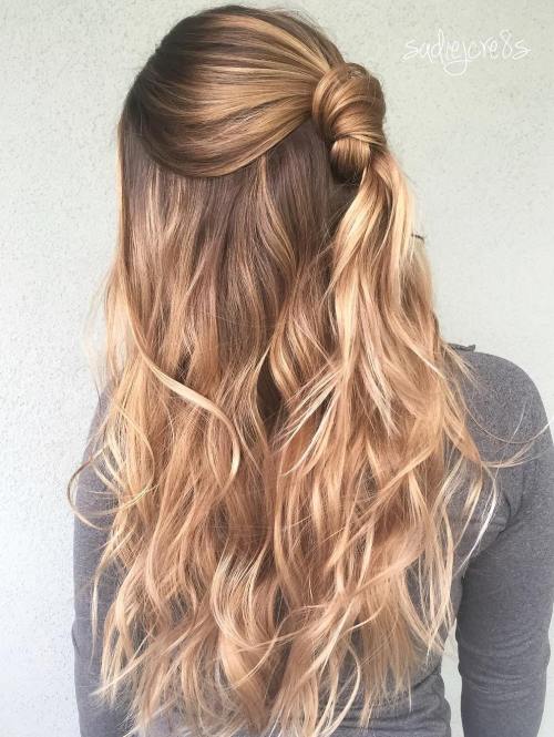 Knotted Half Updo For Long Hair