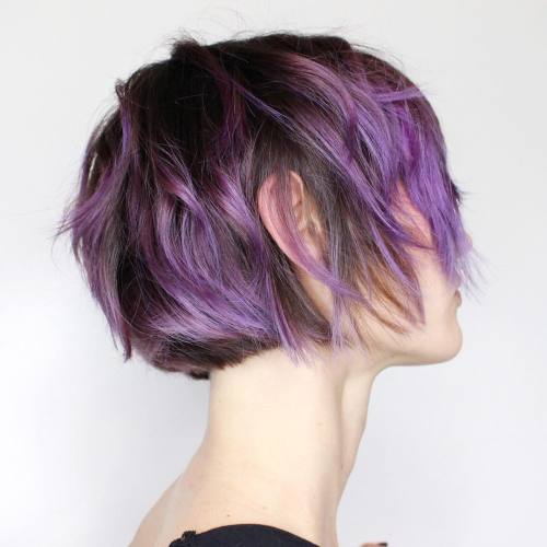 Short Choppy Purple Balayage Style