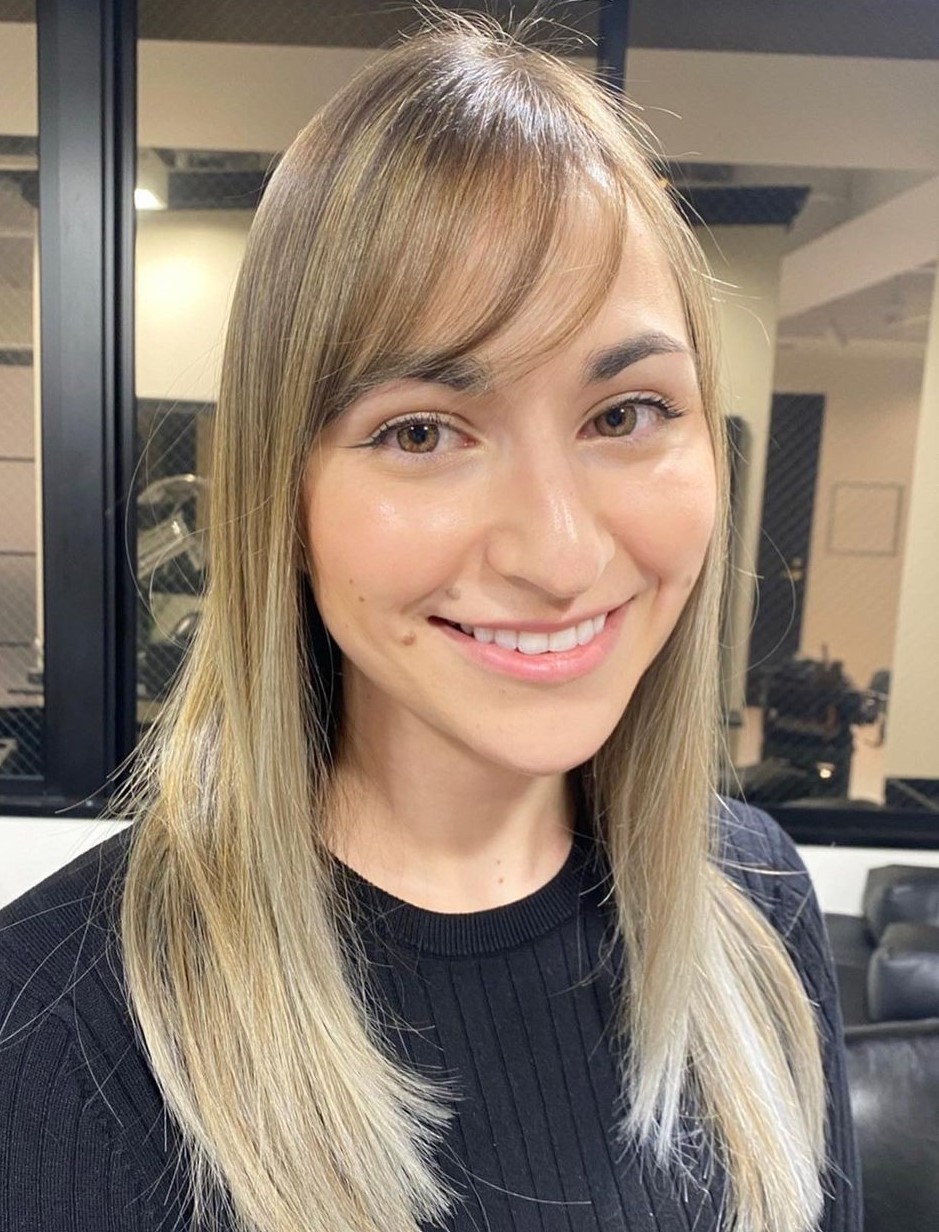 Long Straight Hair with Thin Bangs Smooth Hairstyle with Bangs for Long Thin Hair