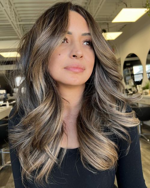 Bronze Blonde Balayage on Dark Base