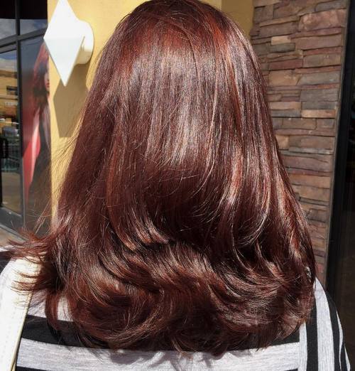 Layered Mahogany Brown Hairstyle