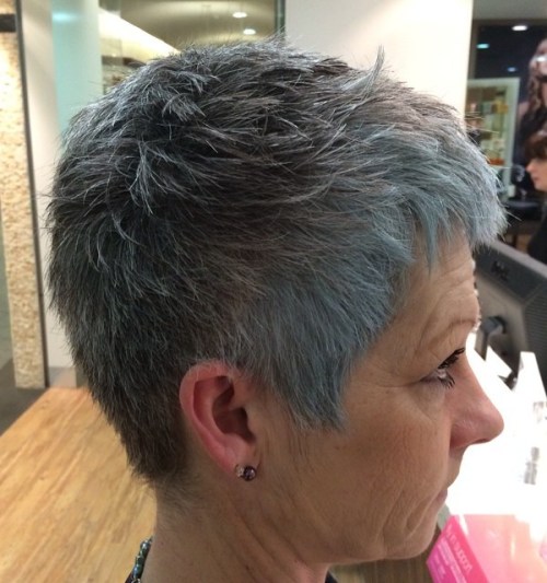 Short Gray Pixie for Straight Hair