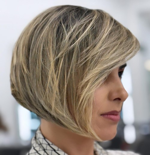 Jaw Length Layered Straight Bob