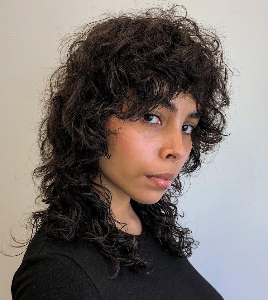 Enigmatic Wolf Cut with Messy Curls Wolf Cut on Fluffy Wavy Hair