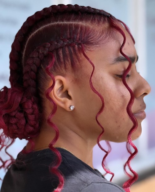 Magenta Goddess Braids with Curls