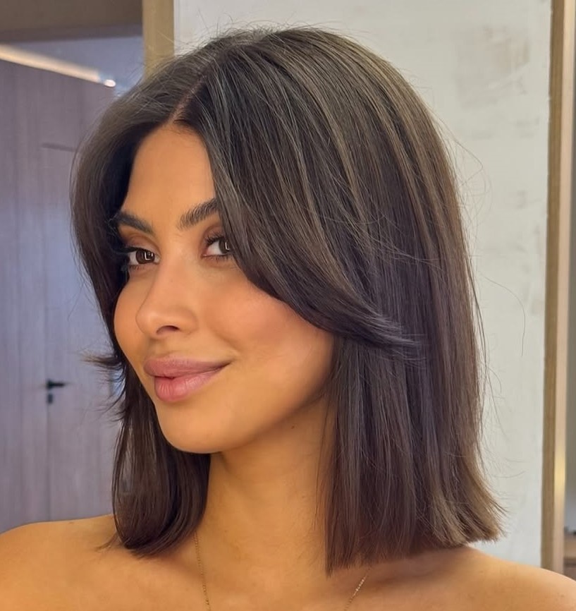 Soft Blunt Lob Soft Blunt Lob with Curtain Bangs