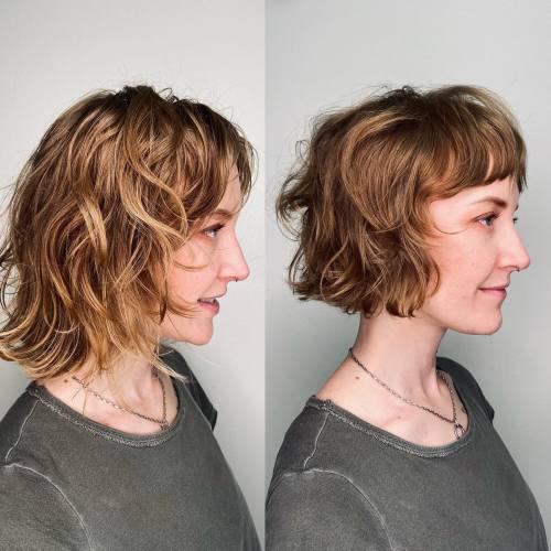 Jaw Length Messy Bob with Baby Bangs