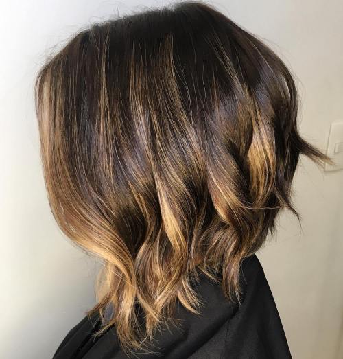 Golden Blonde Balayage For Brown Bob