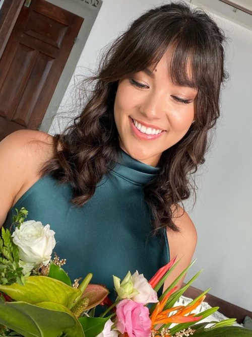 Half Up with Curtain Fringe Simple Half Up Half Down Hairstyle with Curtain Bangs