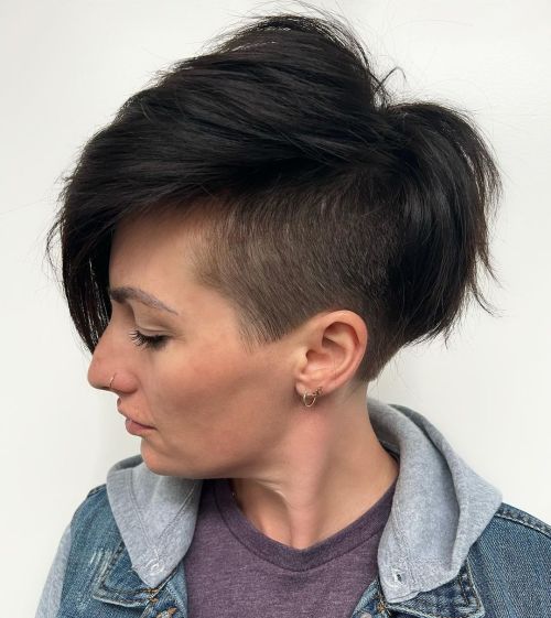 Asymmetrical Pixie Bob for Thick Hair Voluminous Undercut Pixie for Thick Hair