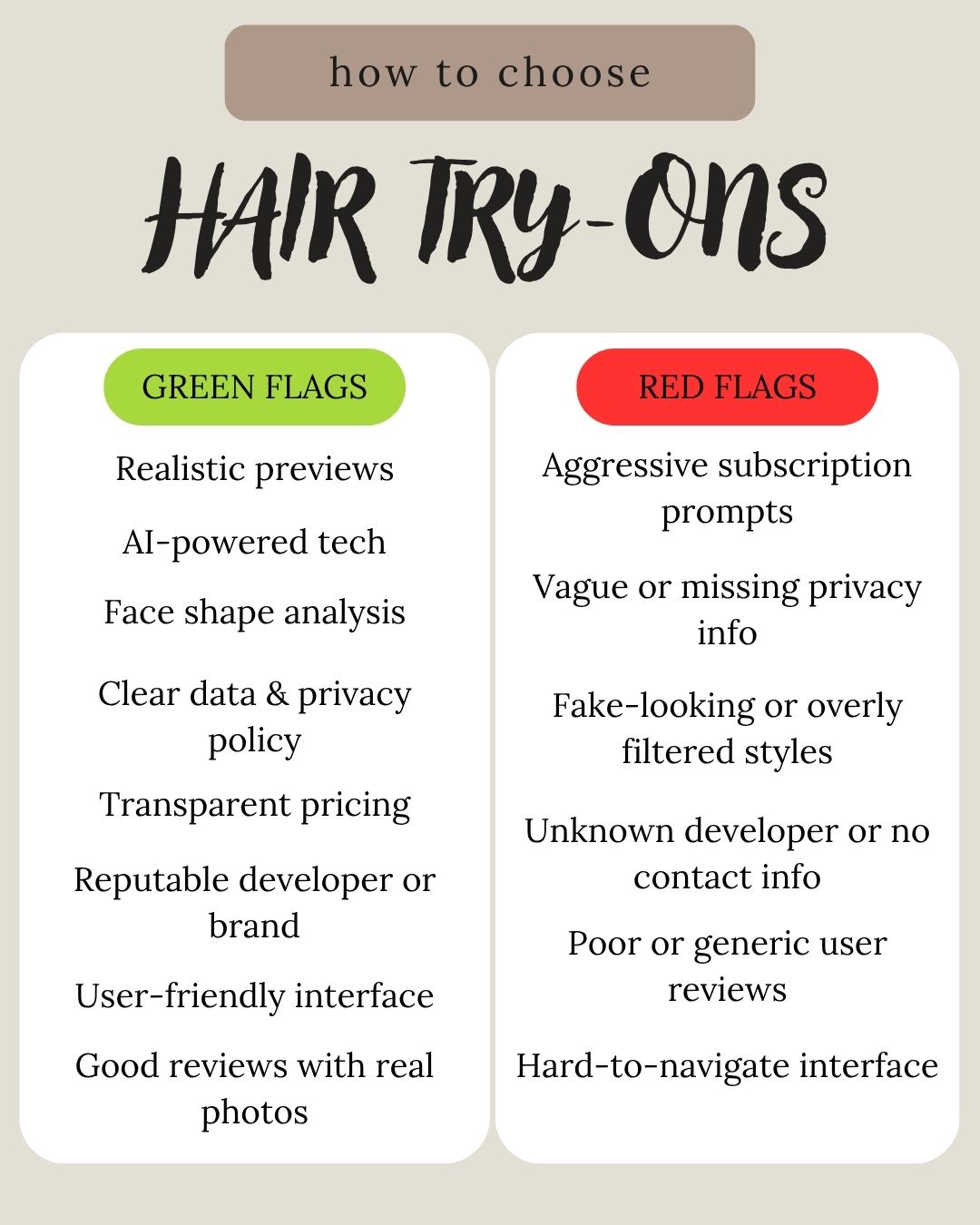 Guide on How to Choose the Right Hair Try-On App with Green and Red Flags Comparison Checkist