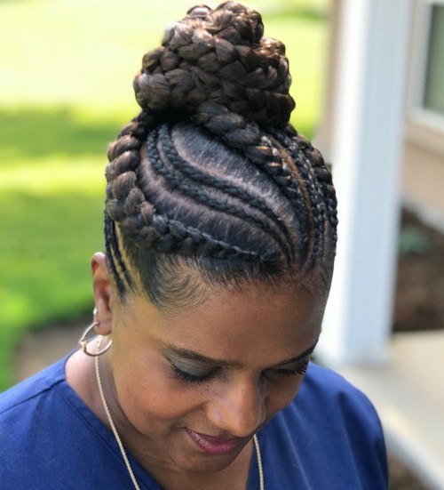 Braided Bun With Curvy Goddess Braids