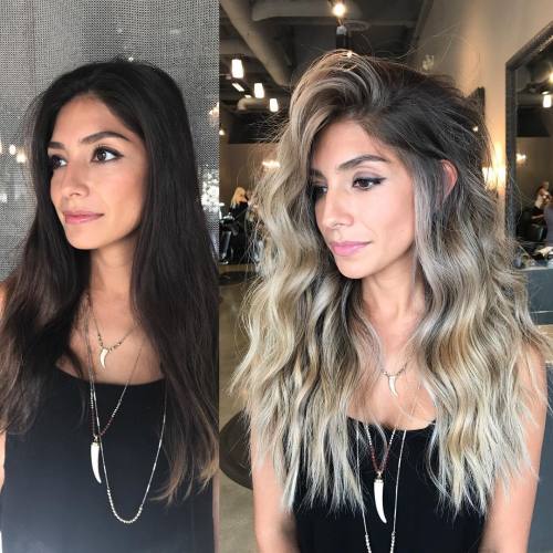 Long Blonde Balayage Hair for Brunettes