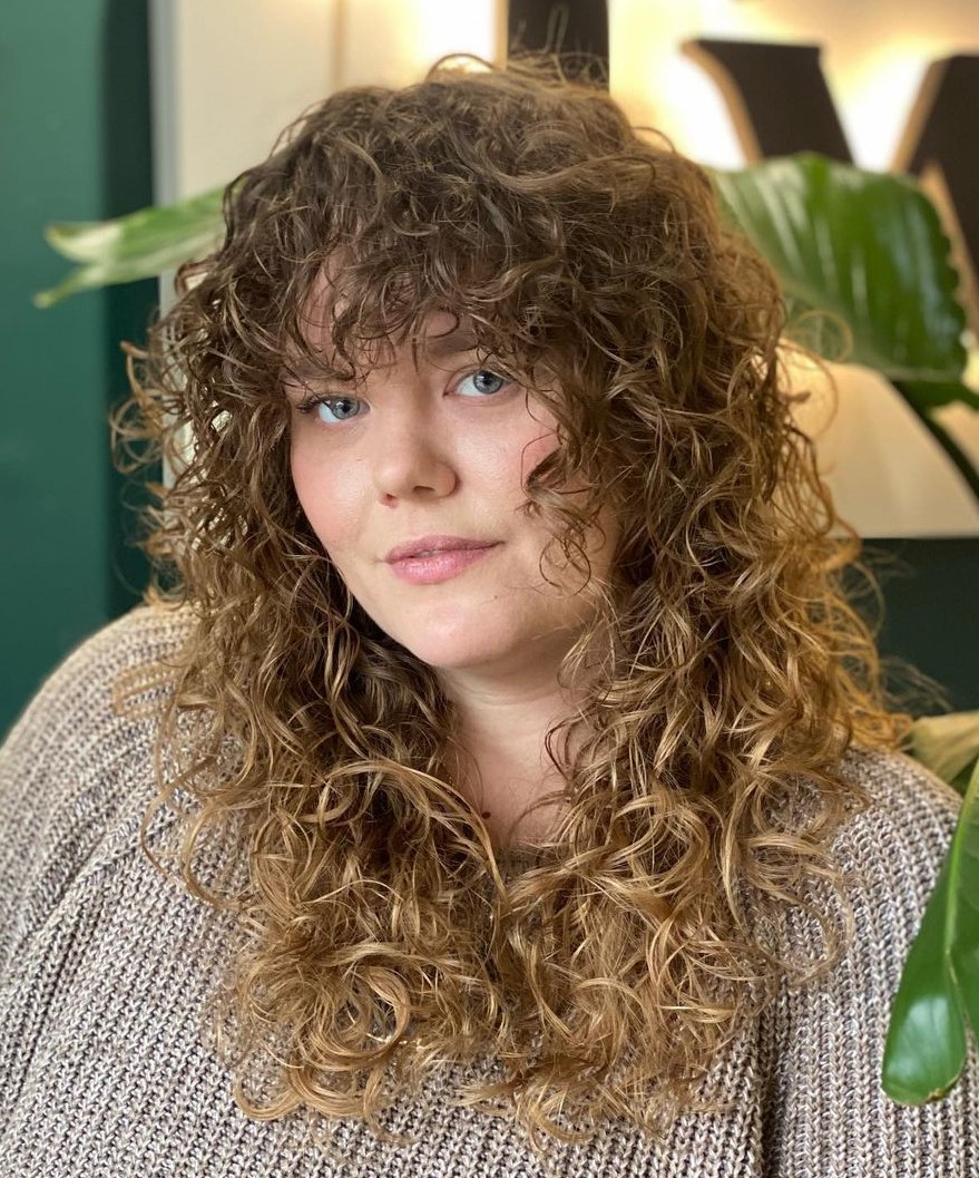 Cute Wolf Cut with Soft Layers Wolf Cut on Long Curly Hair with Balayage