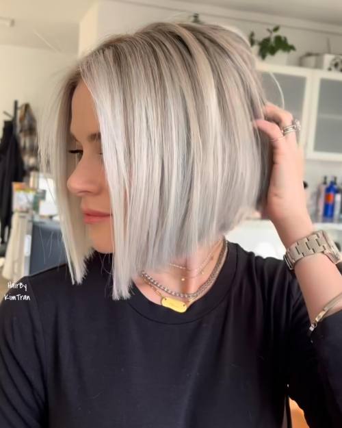 Dirty Blonde Inverted Bob with Blunt Ends