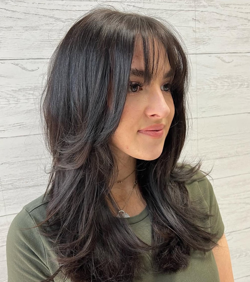 Mid-Length Razored Shag with Bangs