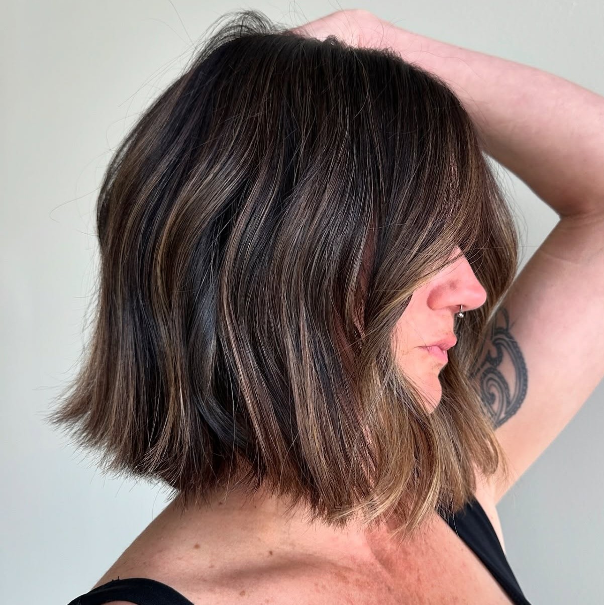 Thick Hair Textured Blunt Bob
