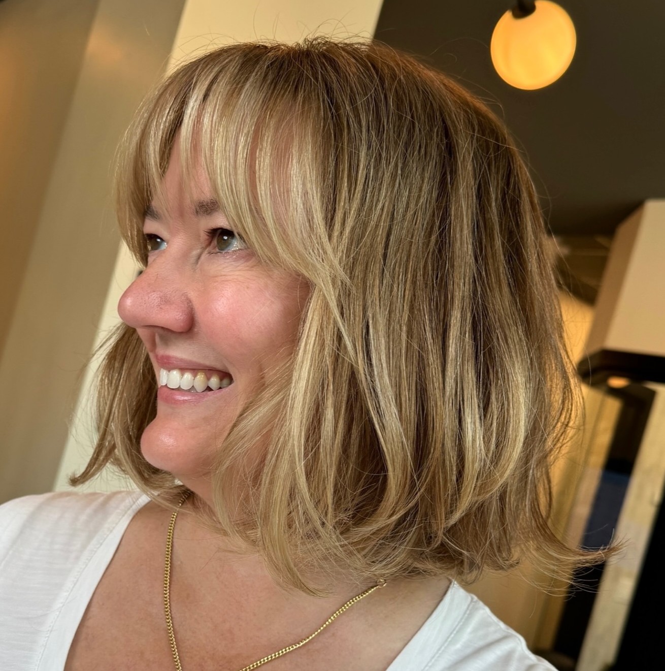 Long Bob with Bangs for Ladies Over 40