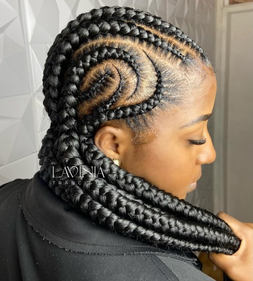 Goddess Braids with Side Design