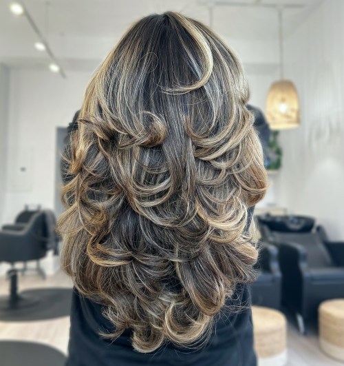 Waist Length Layered Highlighted U Cut