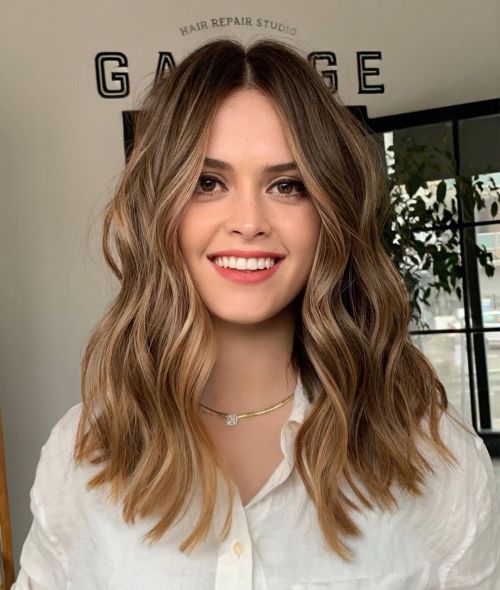 Middle Part and Soft Balayage