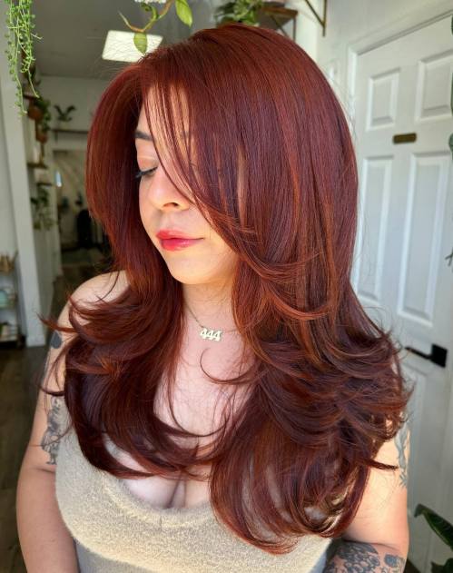 Bright Auburn Hair with Lowlights