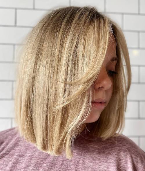 Thin Feathered Curtain Bangs For Blunt Lob