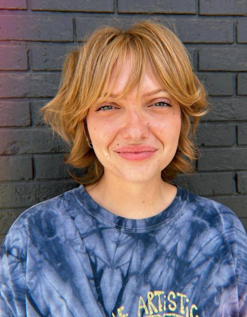 Short Messy Bob with Bottleneck Bangs