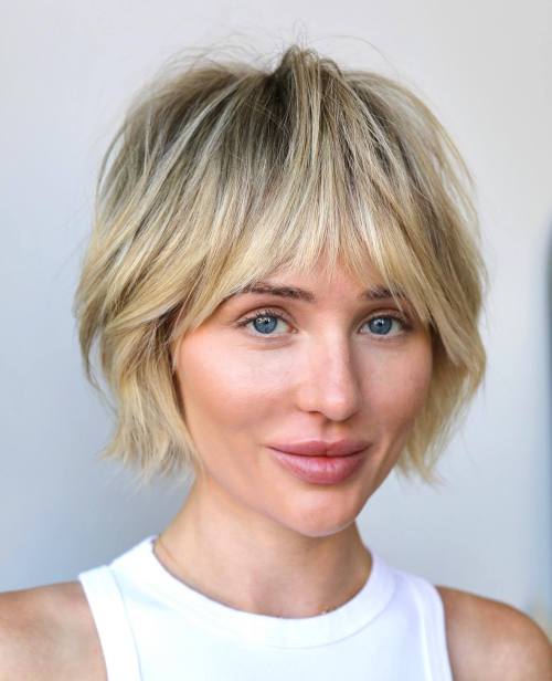 Jaw Length Layered Blonde Bob