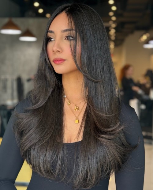 Straight Polished Butterfly Haircut