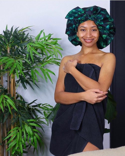 Women Wearing a Large Good Quality Shower Cap