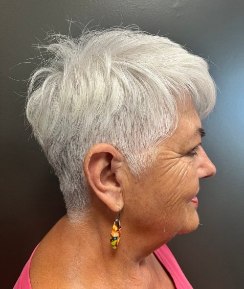 Short White Undercut Hairstyle For Seniors