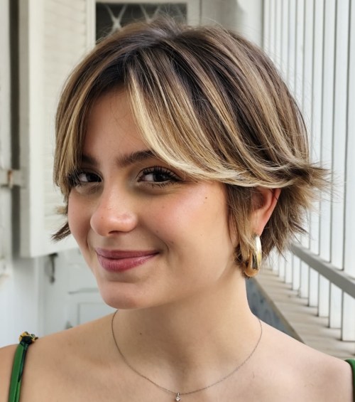 Sliced Bixie with Curtain Bangs