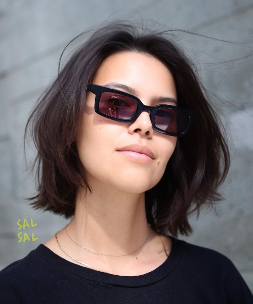 Textured Chocolate Bob with Flyaways