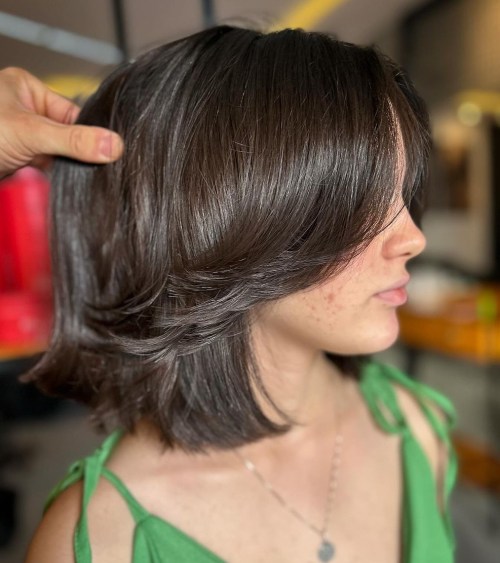 Blunt Bob with Long Swoopy Bangs