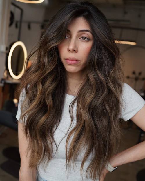 Long Caramel Brown Waves