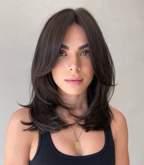 Three Tier Medium Feathered Haircut